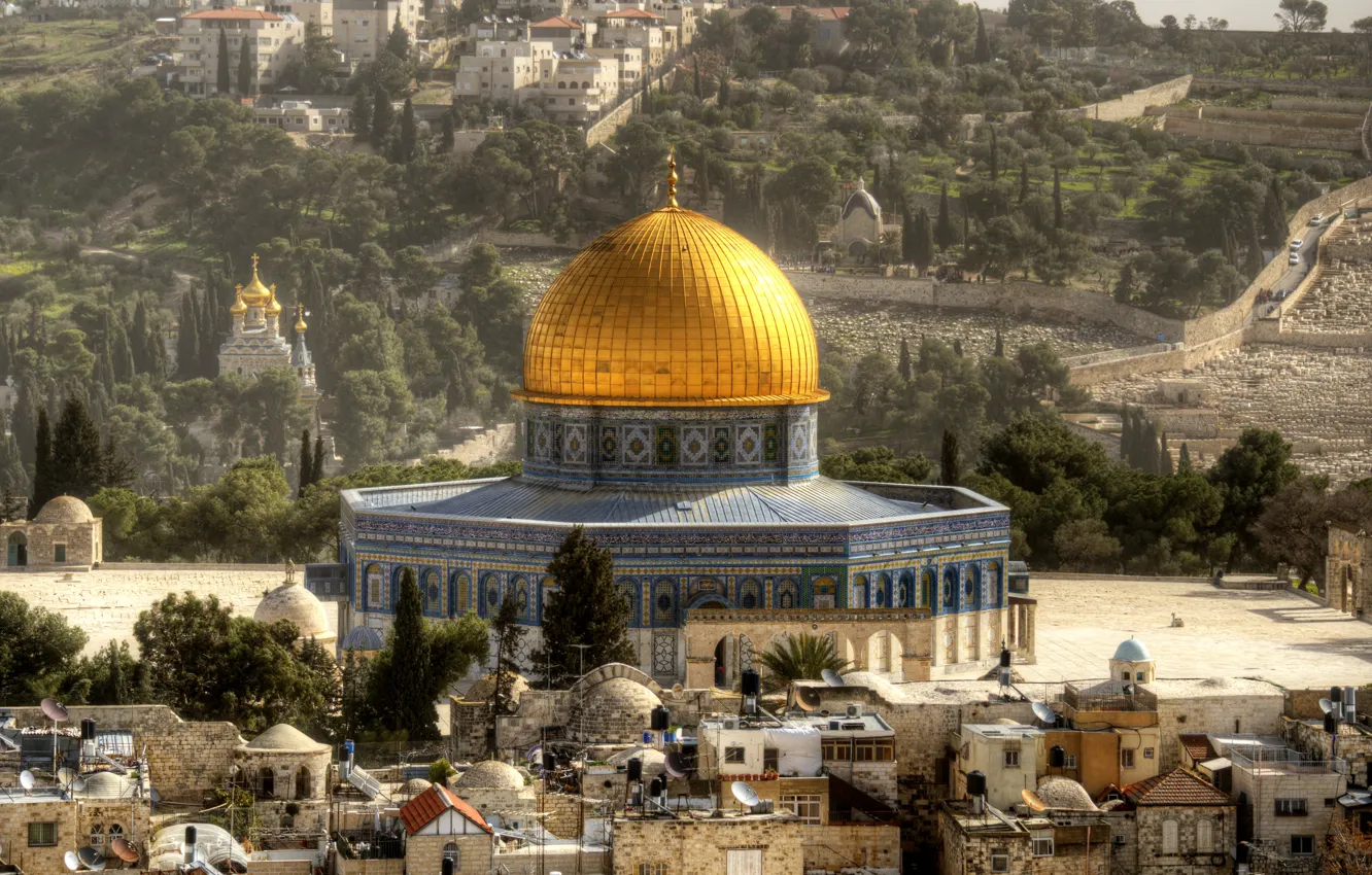 Photo wallpaper landscape, home, temple, the dome, Israel, Jerusalem