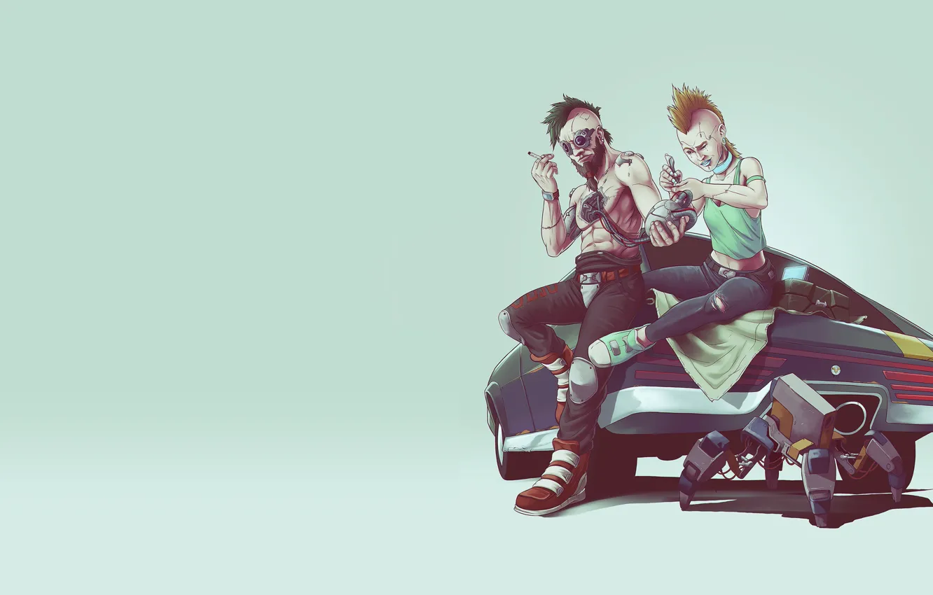 Photo wallpaper machine, figure, cyborg, cyberpunk, art, Cyberpunk 2077, Cyberpunk, Game Art