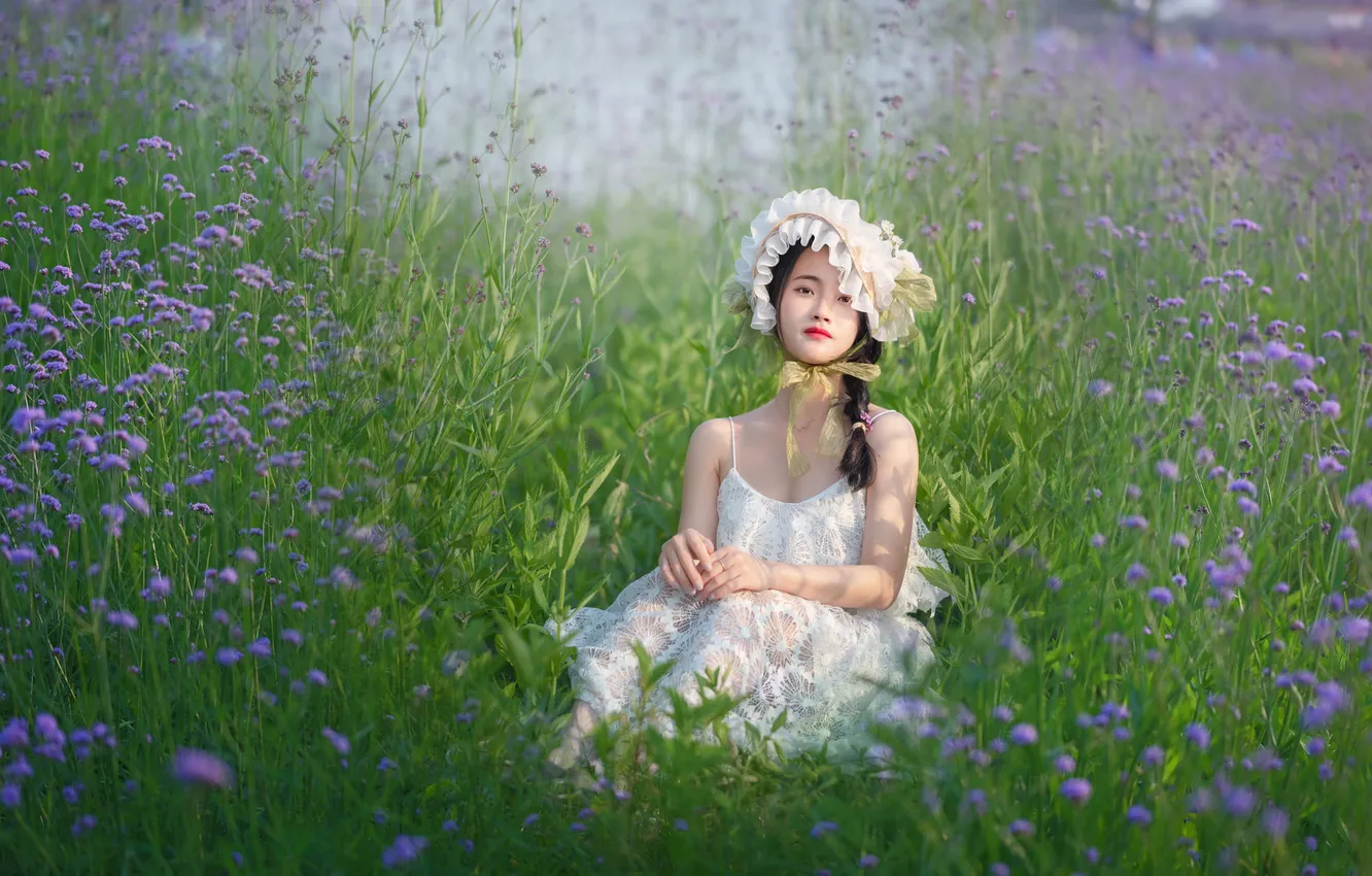 Photo wallpaper look, girl, nature, pose, Asian, Nick Vison