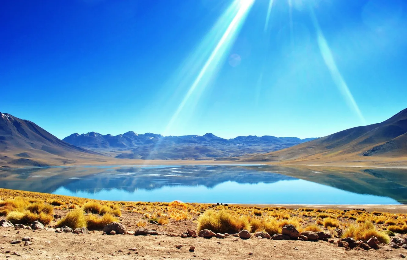 Photo wallpaper mountains, nature, lake, photo, desert, Atacama