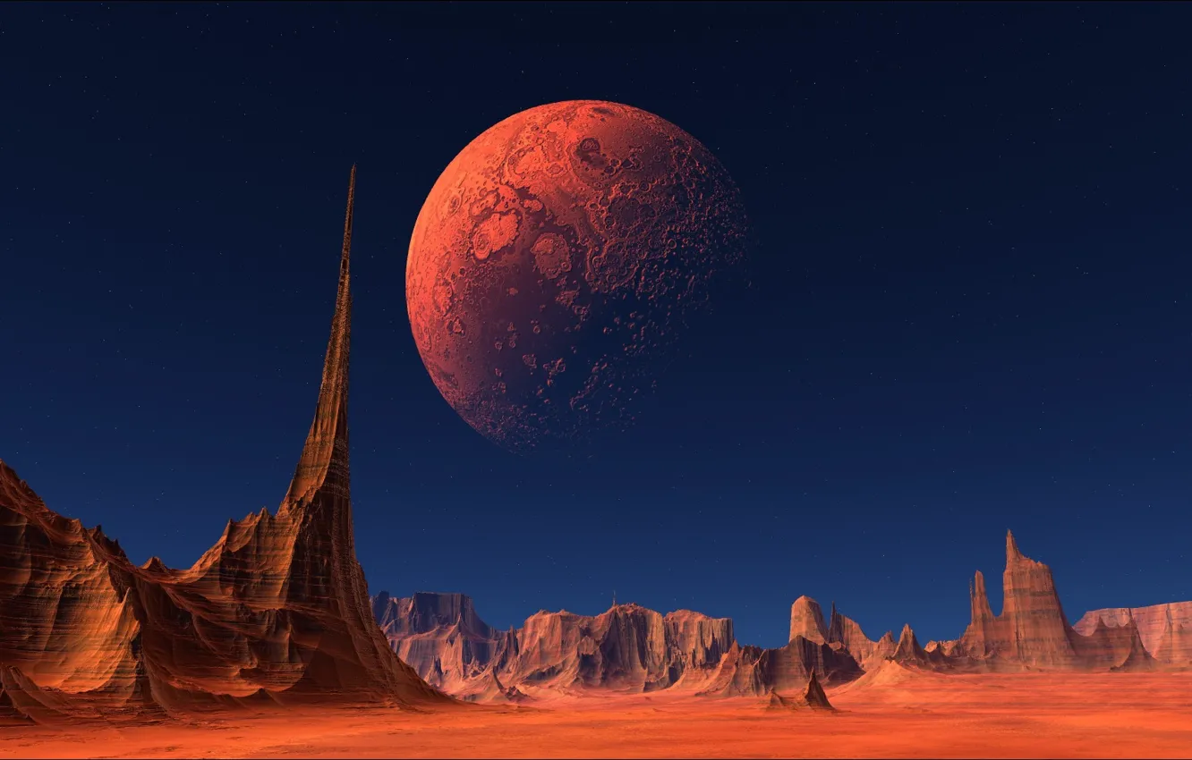 Photo wallpaper space, landscape, planet, wallpapers 1920 x 1080