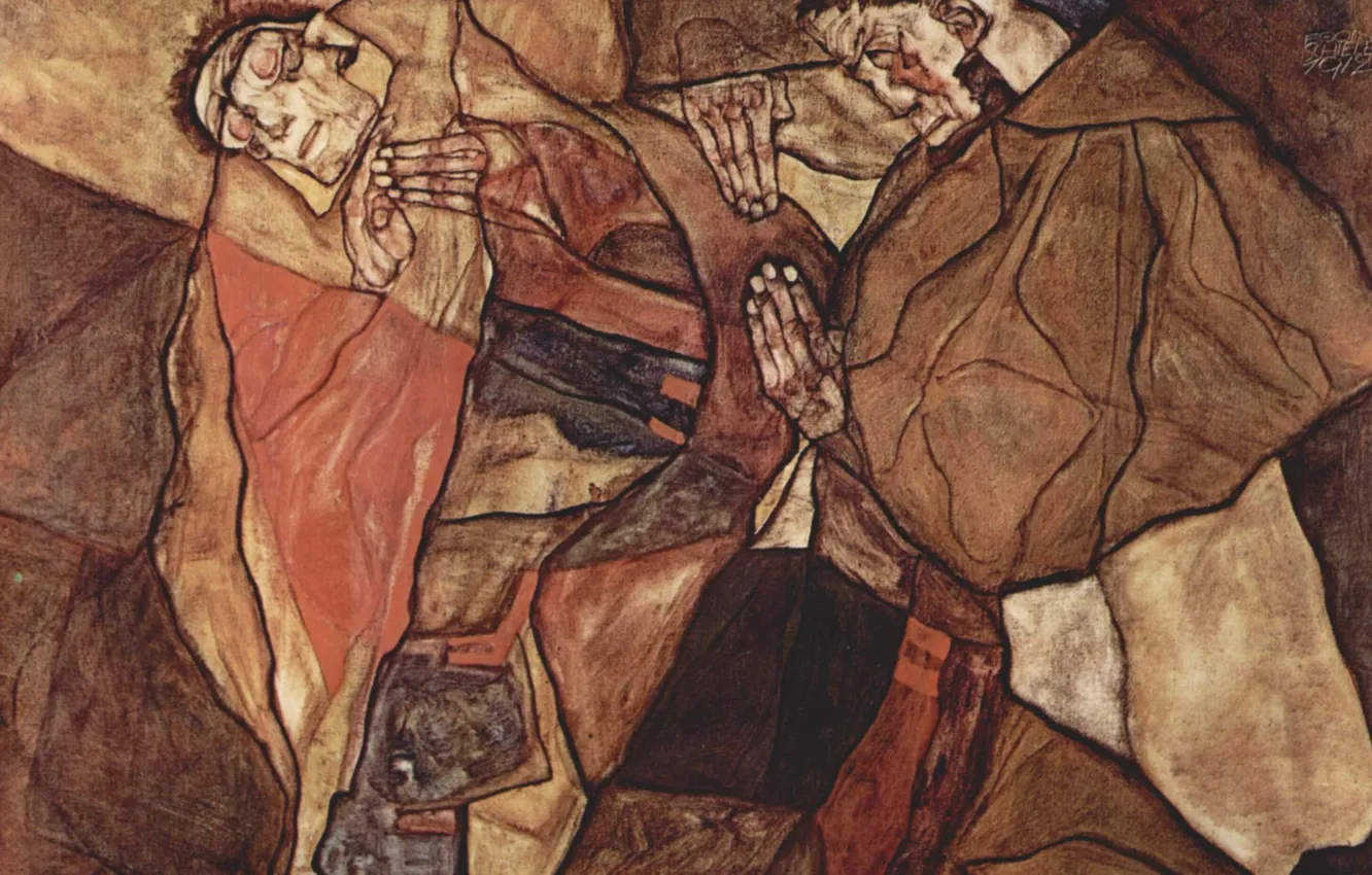 Photo wallpaper Munich, Neue Pinakothek, 1912, Egon Schiele, The agony