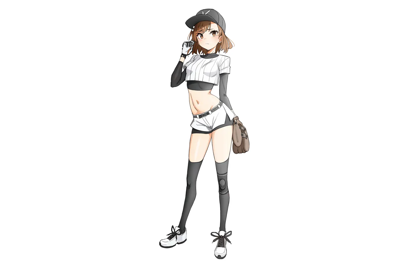 Photo wallpaper shorts, thighhighs, short hair, handsome, thighs, A Certain Scientific Railgun, anime, baseball