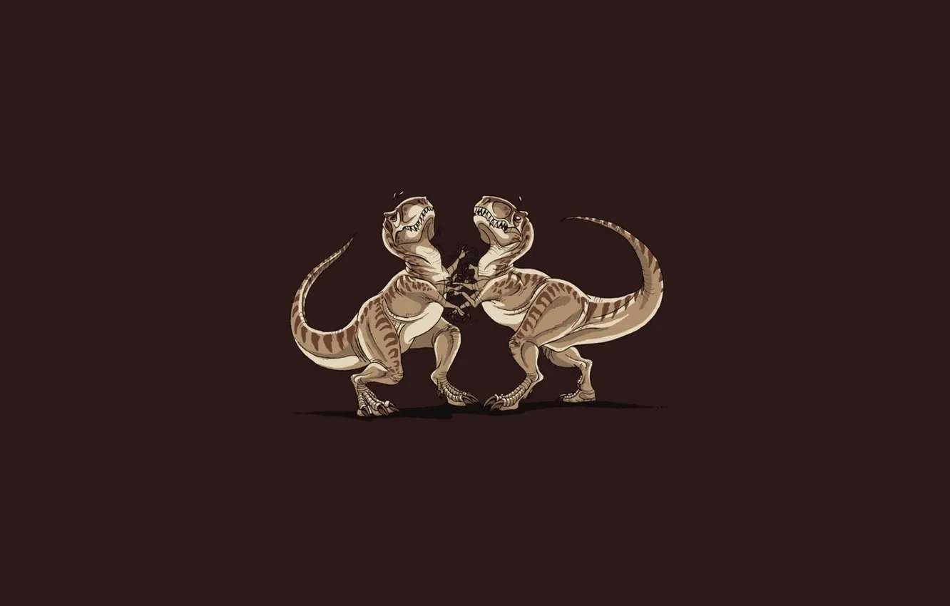 Photo wallpaper humor, fight, Tyrannosaurus