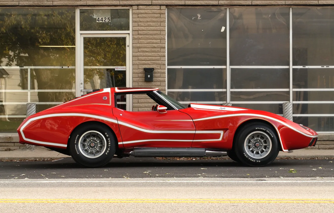 Photo wallpaper red, street, Prototype, Corvette, prototype, Red, Spyder, white lines