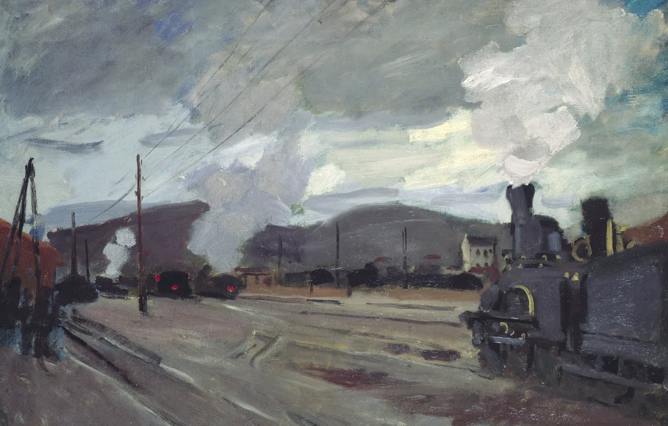 Photo wallpaper picture, the urban landscape, Claude Monet, The railway Station at Argenteuil