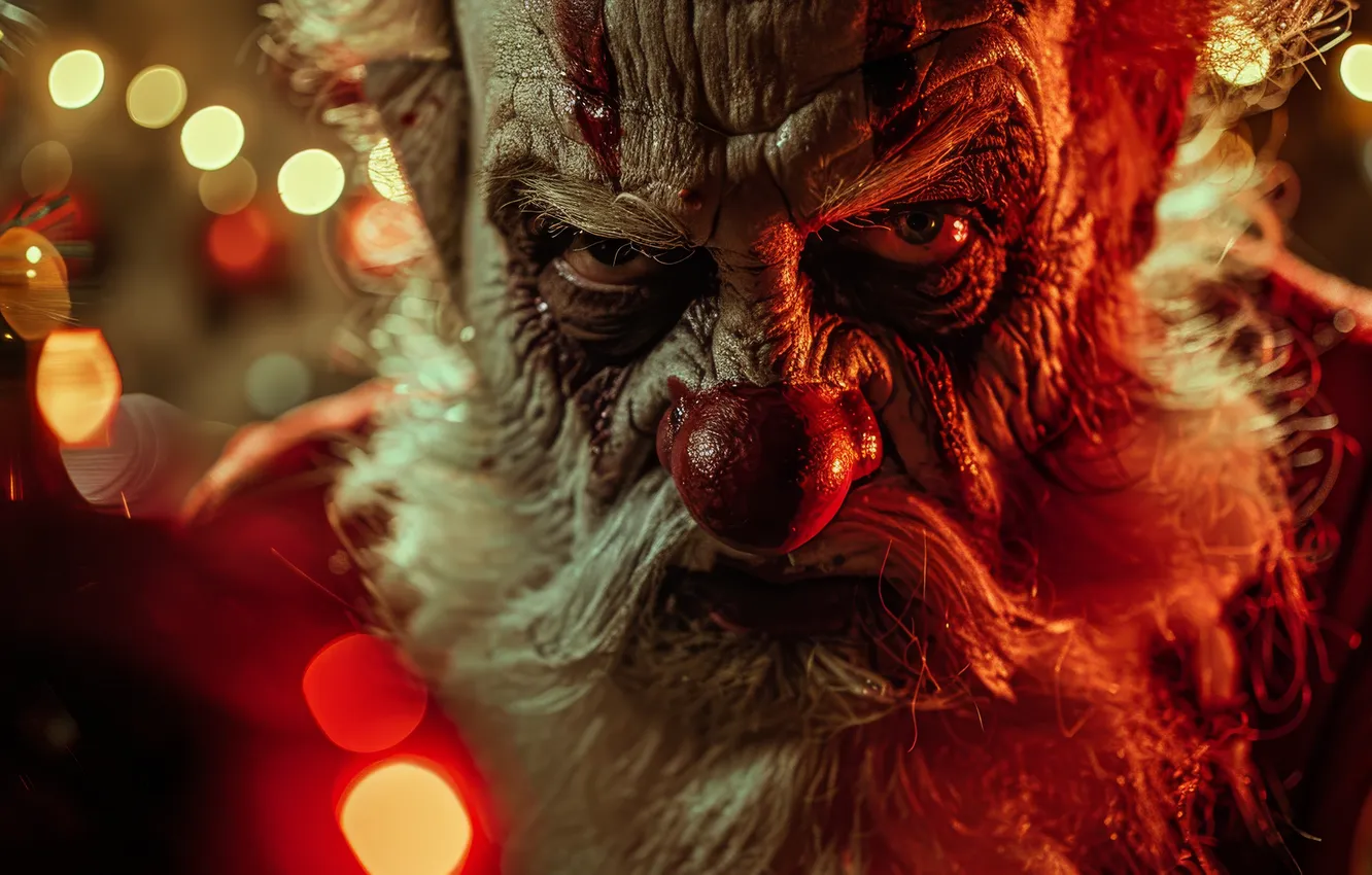 Photo wallpaper eyes, look, new year, nose, Christmas, Santa Claus, closeup, digital art