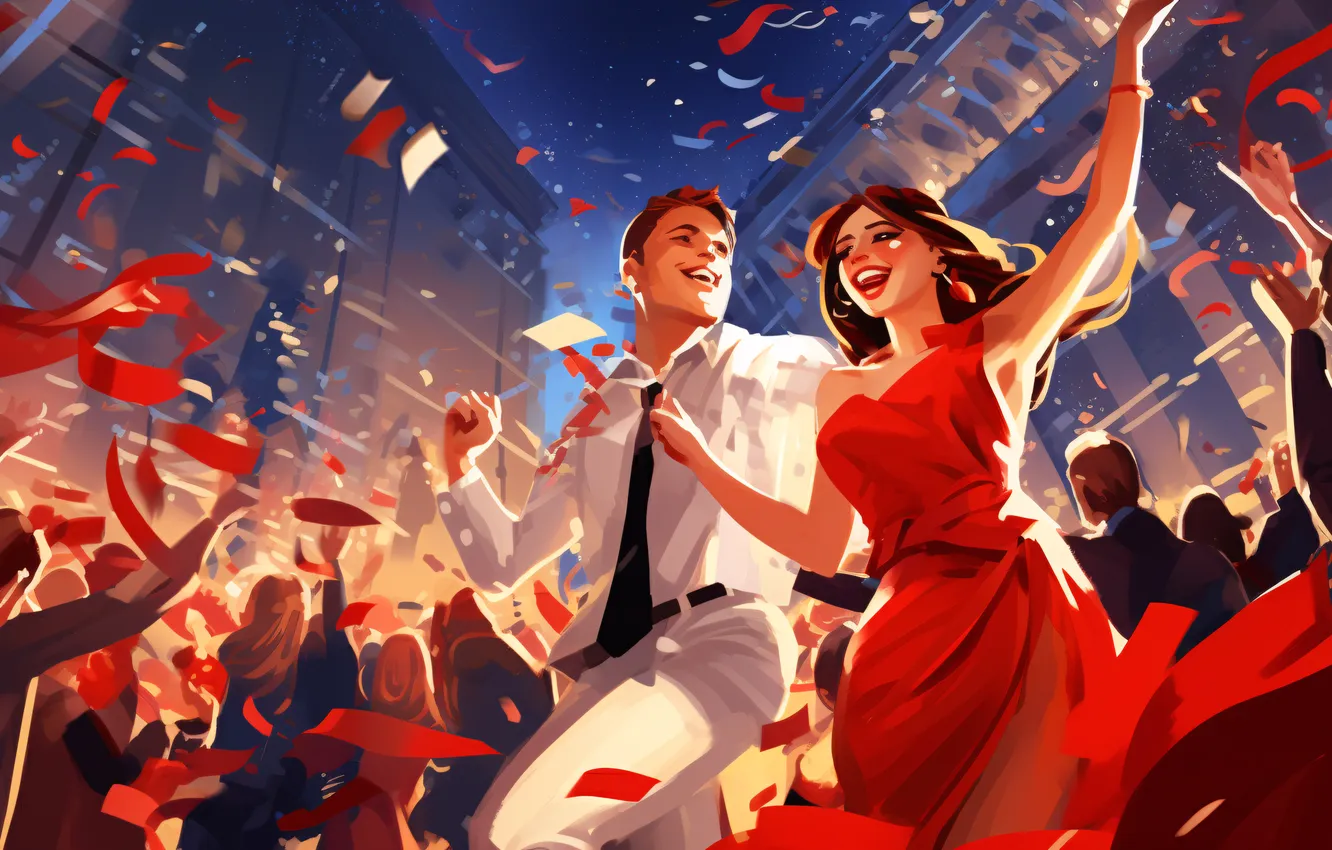 Photo wallpaper girl, joy, night, smile, people, new year, home, Christmas