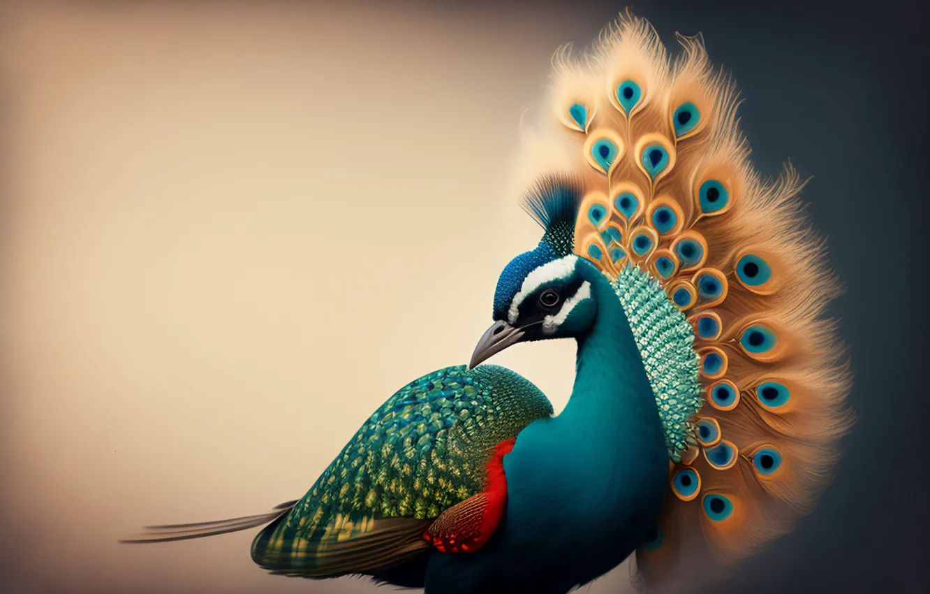 Photo wallpaper background, bird, peacock, neural network