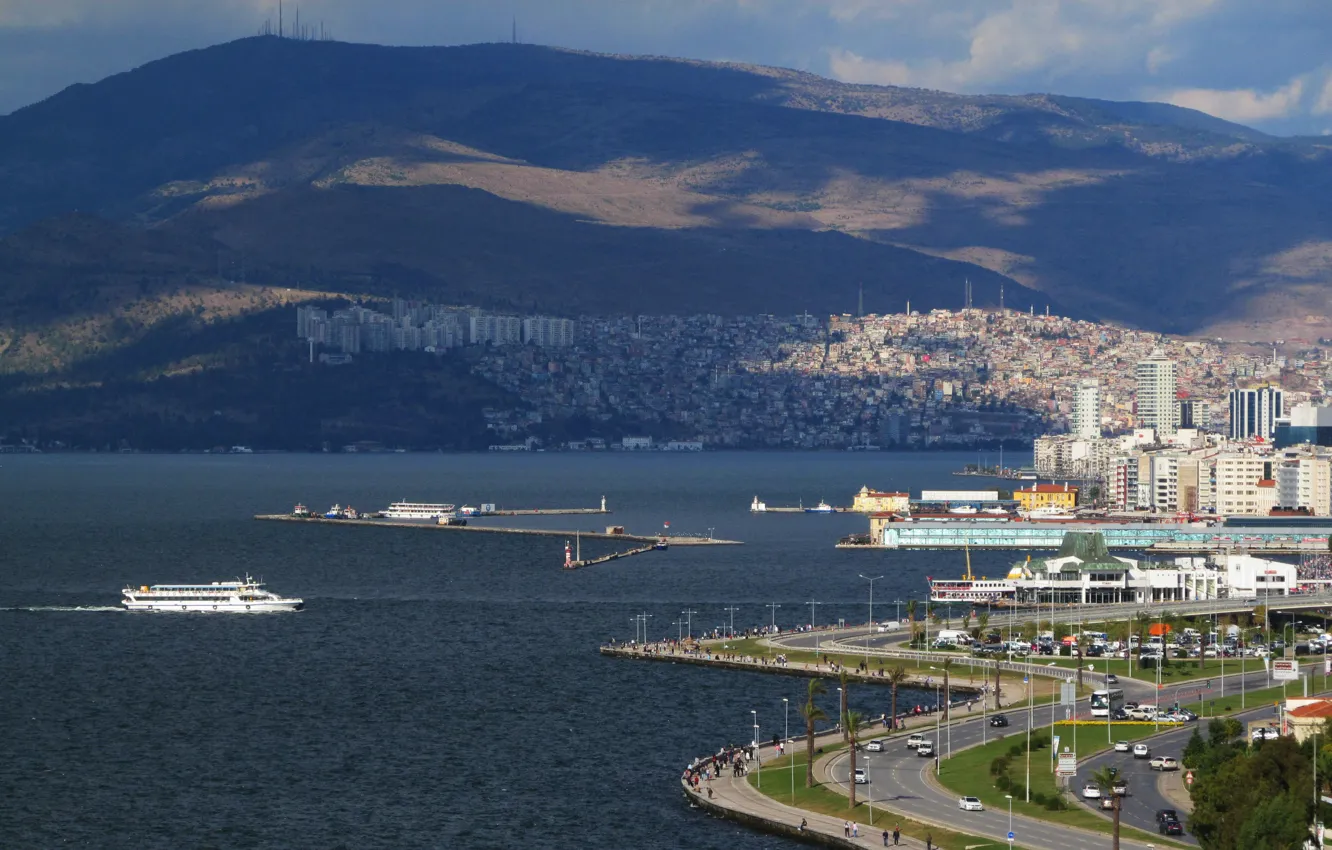 Photo wallpaper city, Turkey, ship, Izmir, Host