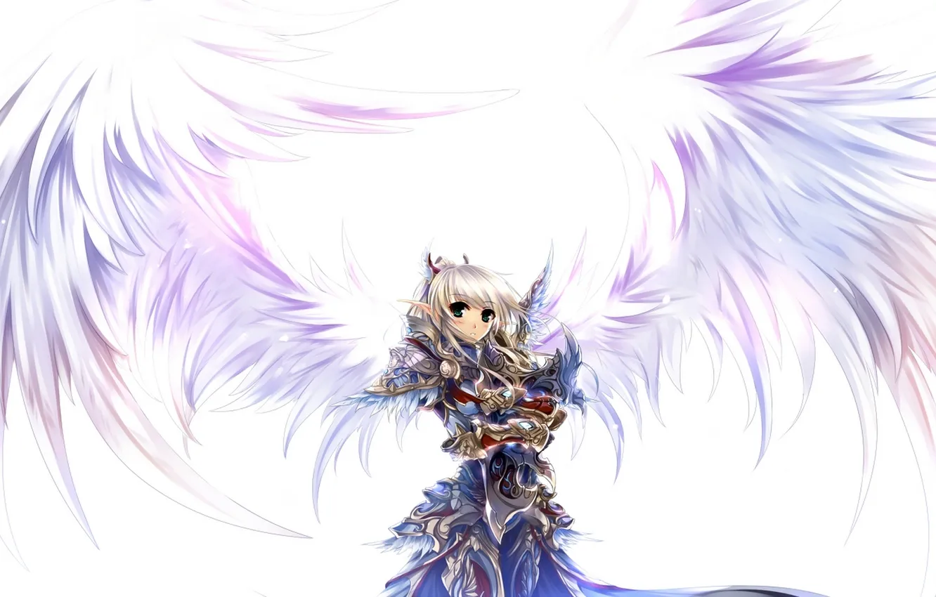 Photo wallpaper girl, wings, anime, warrior, art, armor, windforcelan