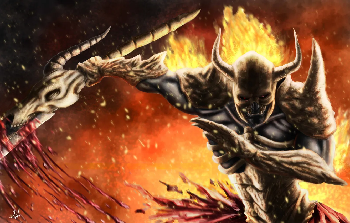 Photo wallpaper lights, blood, sword, the demon, sparks, blow