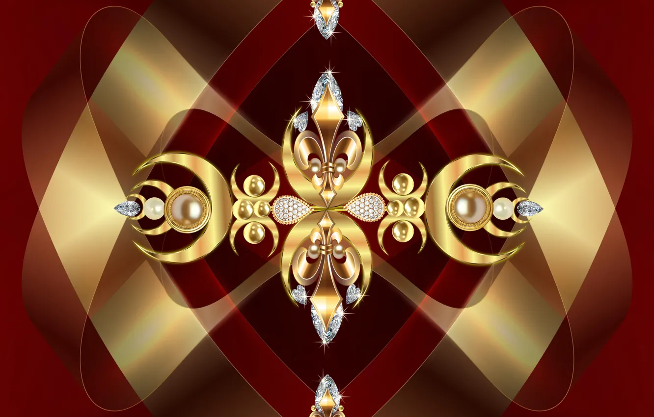 Photo wallpaper golden, design, pattern, Bowtie, deep rose