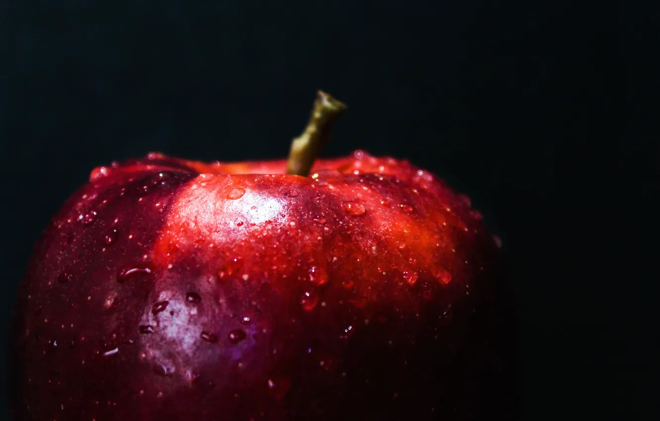 Photo wallpaper macro, light, red, apples, dark