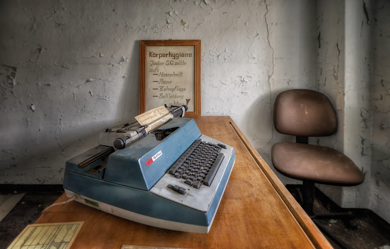 Photo wallpaper table, background, typewriter