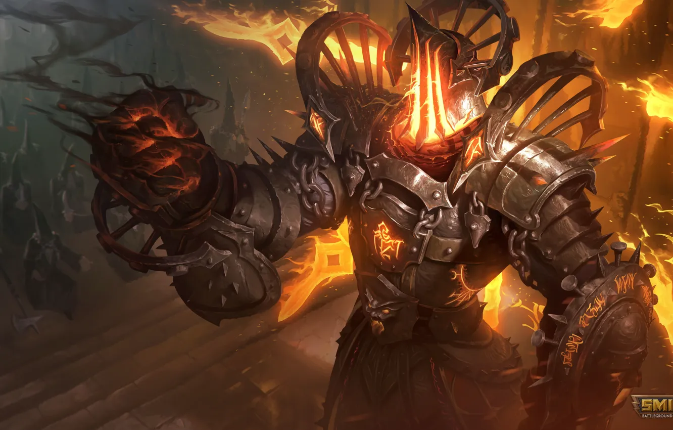 Photo wallpaper knight, Zeus, Smite, fire knight