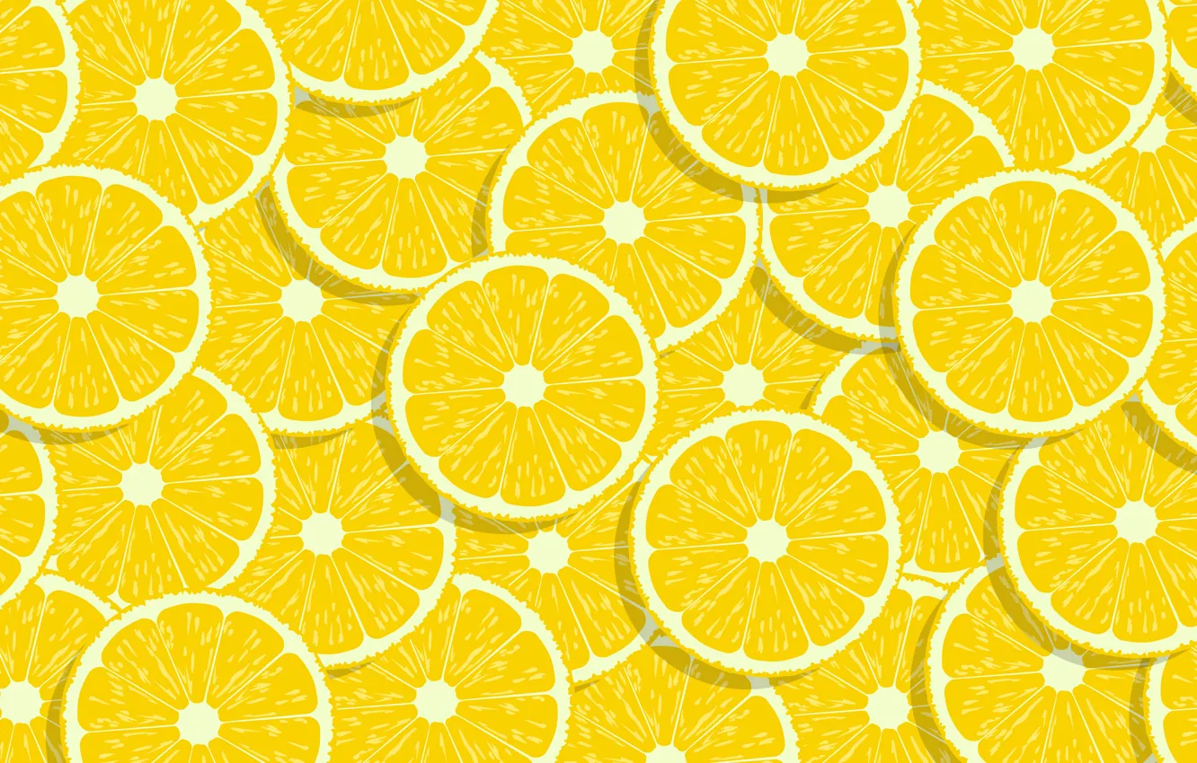 Photo wallpaper lemon, texture, pattern, citrus, fruit, circles, yellow background, a lot