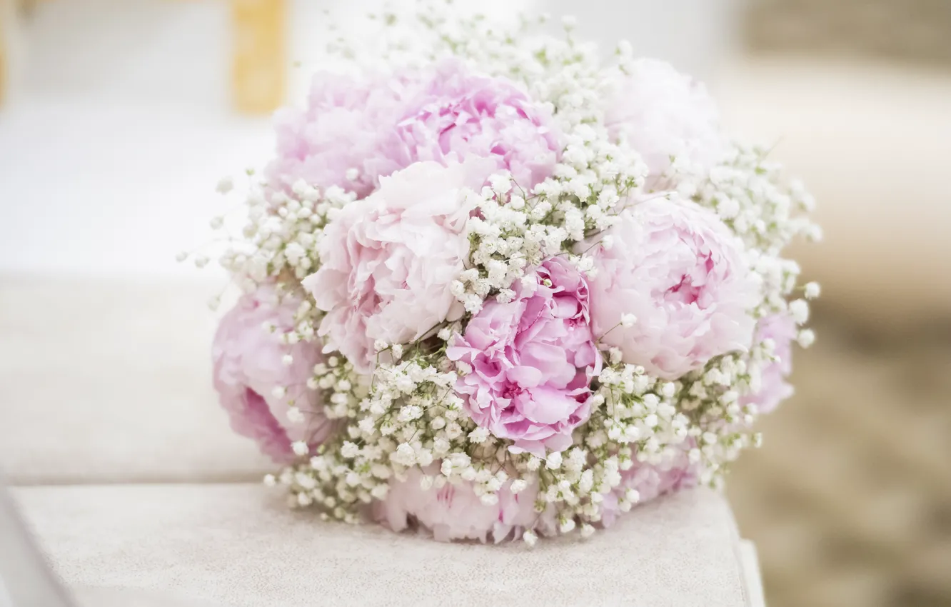 Photo wallpaper flowers, bouquet, peonies