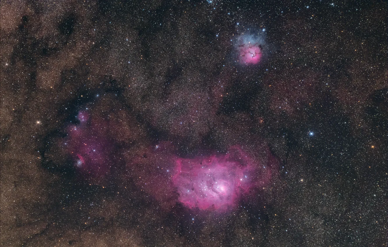 Photo wallpaper space, The Lagoon Nebula, Triple nebula