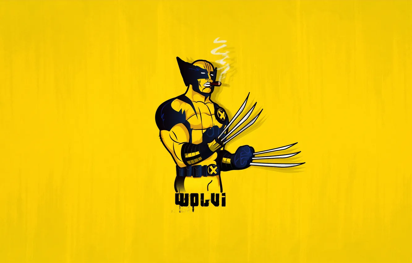 Photo wallpaper Minimalism, Wolverine, Wolverine, Minimal, Yellow background
