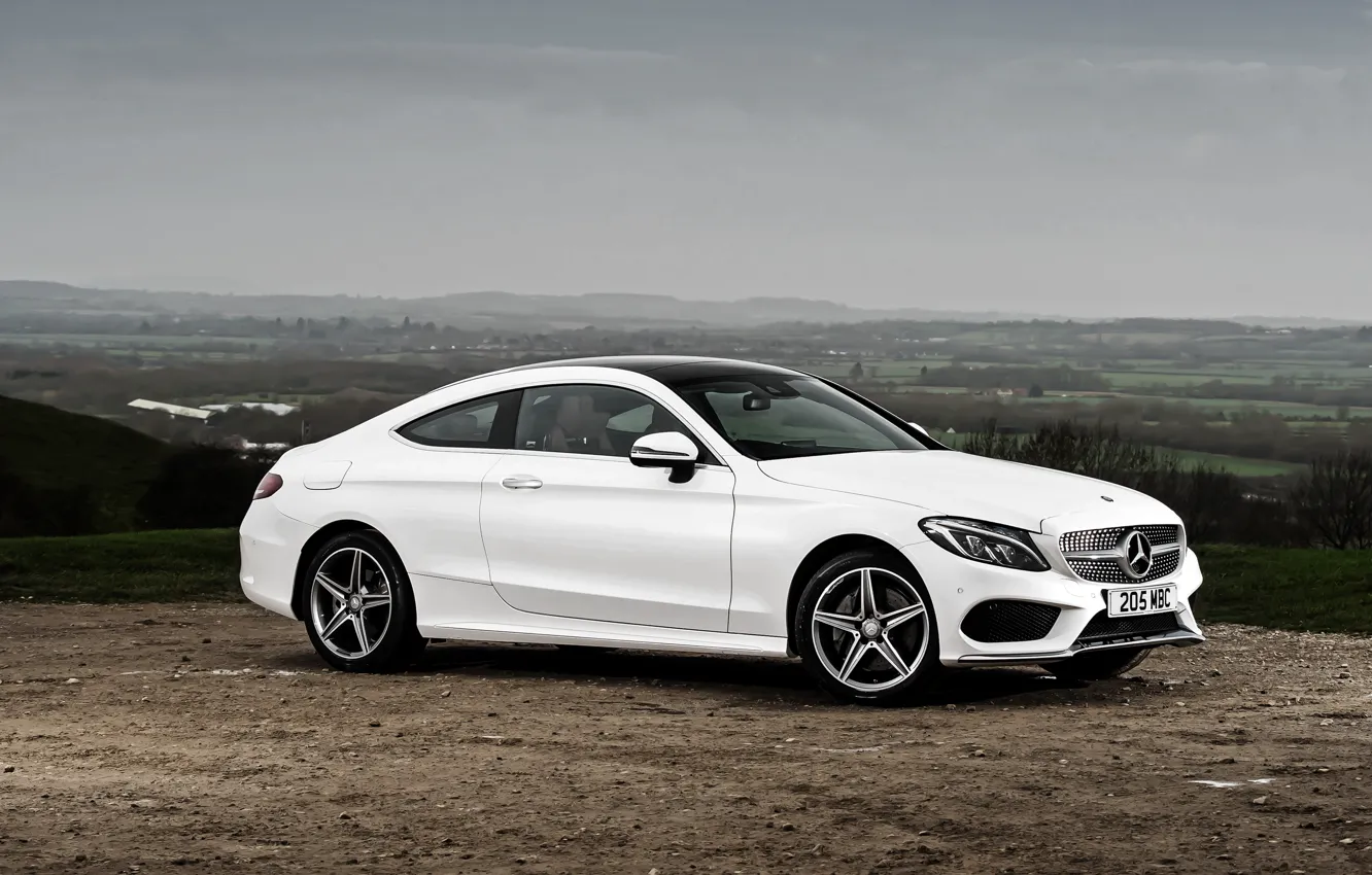 Photo wallpaper white, Mercedes-Benz, Mercedes, AMG, Coupe, C-Class, C205