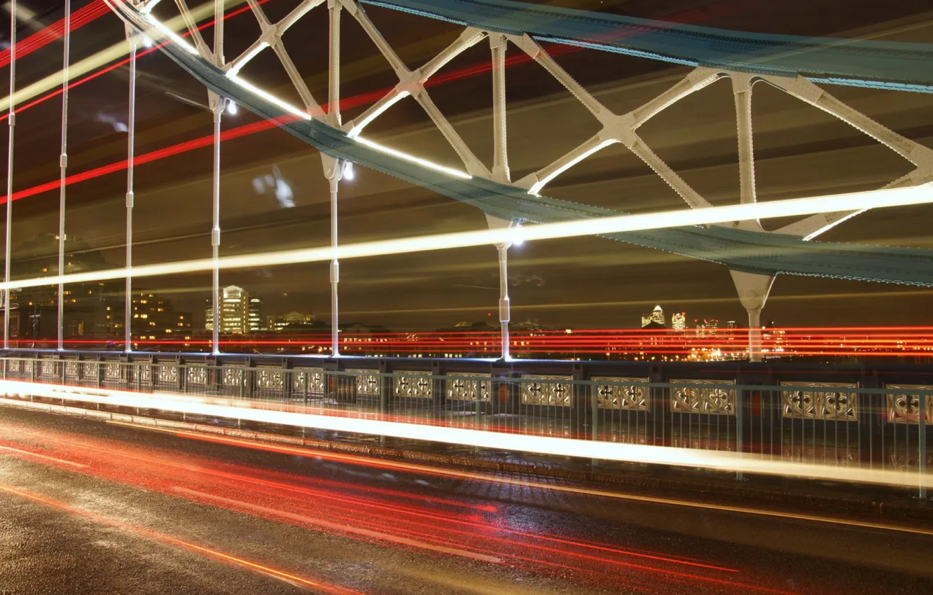 Photo wallpaper bridge, the city, lights