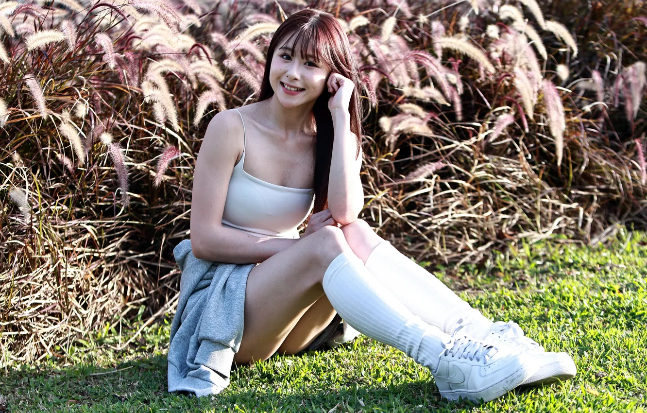 Photo wallpaper girl, Mike, legs, Asian, Golf