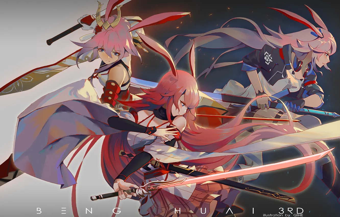 Photo wallpaper girl, weapons, art