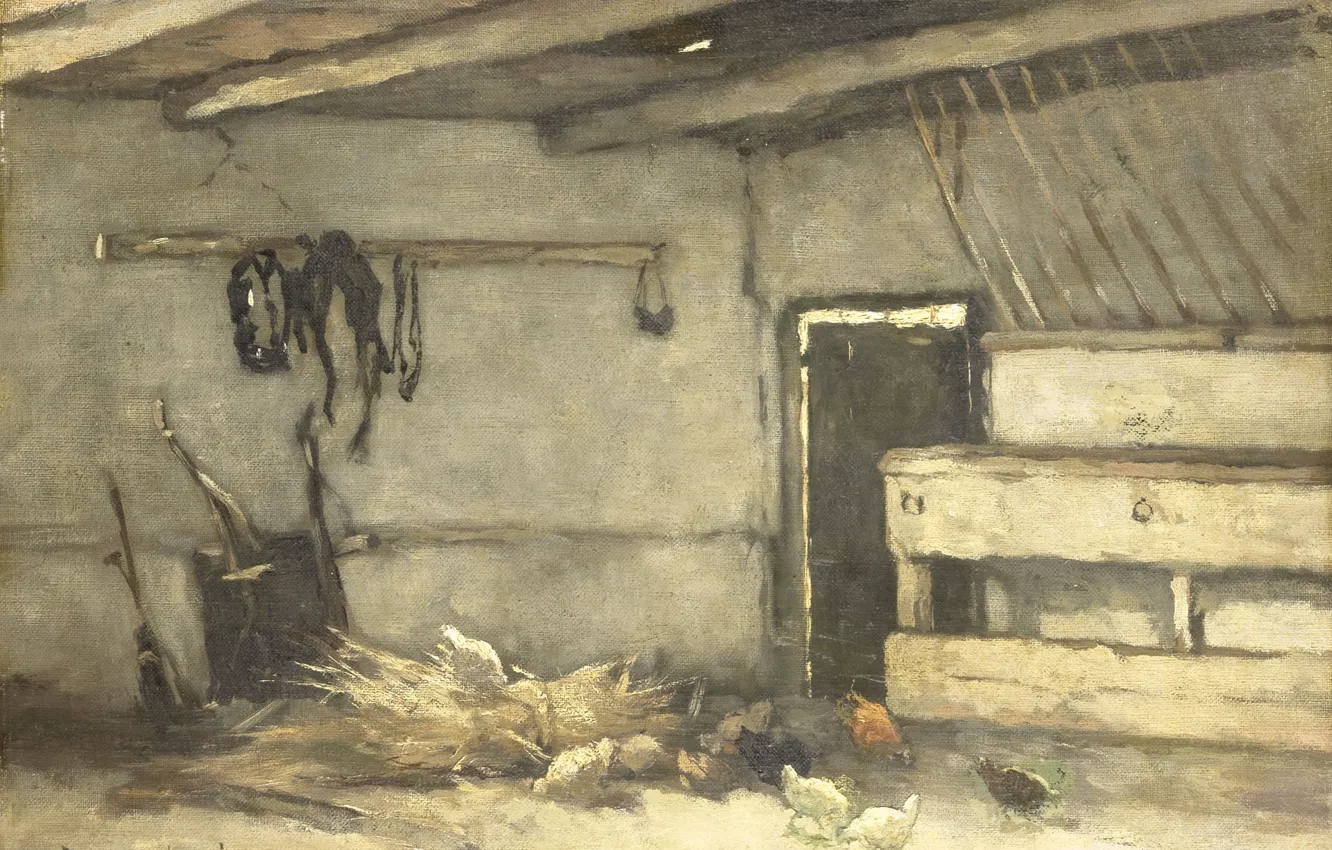 Photo wallpaper oil, picture, 1895, Johan Hendrik Weissenbruch, Holst's on the panel, Johan Hendrik Weissenbruch, Interior of …