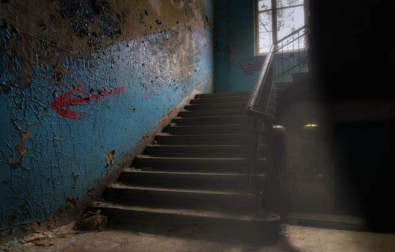 Photo wallpaper light, window, ladder