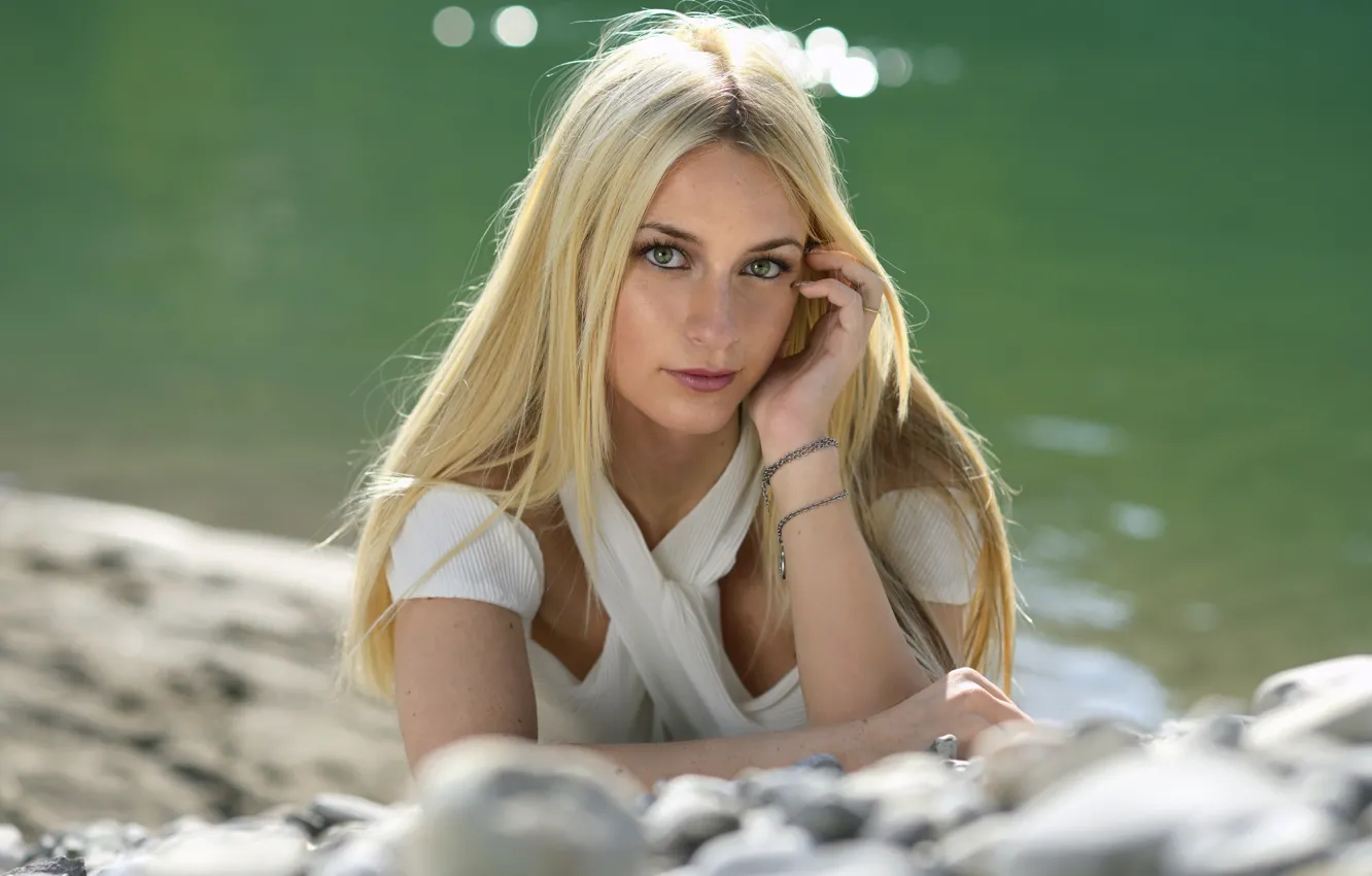 Photo wallpaper pose, bokeh, look, femininity, Marco Maria Marcolini, the green-eyed beauty