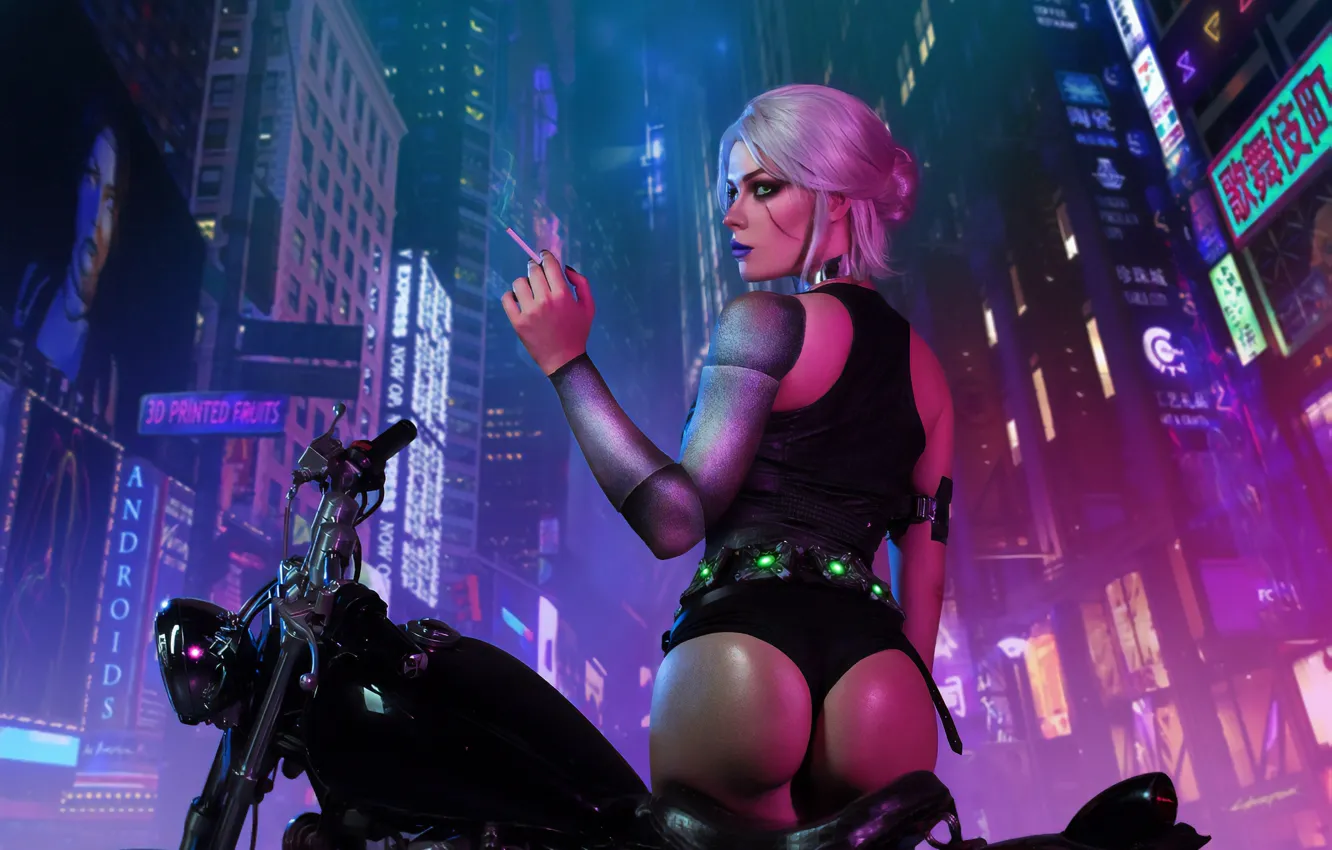 Photo wallpaper night, city, the city, future, the game, technology, future, blonde