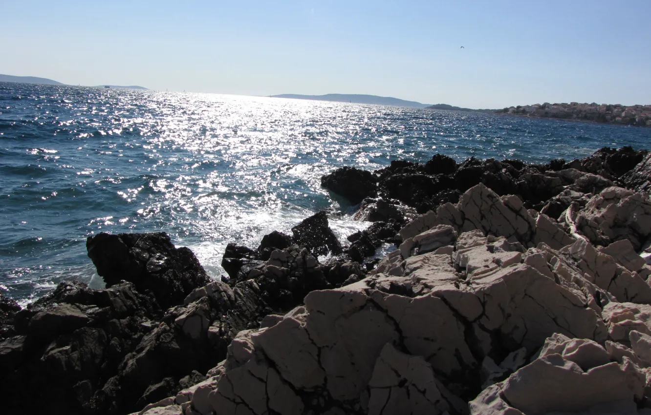 Photo wallpaper sea, stones, shore, coast