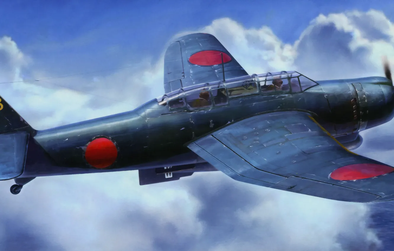 Photo wallpaper bomber, war, art, airplane, painting, ww2, Aichi B7A2 Ryusei (Shooting Star) GRACE