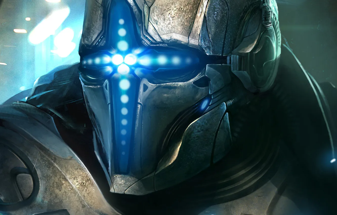 Photo wallpaper metal, neon, art, helmet, armor, TamplierPainter