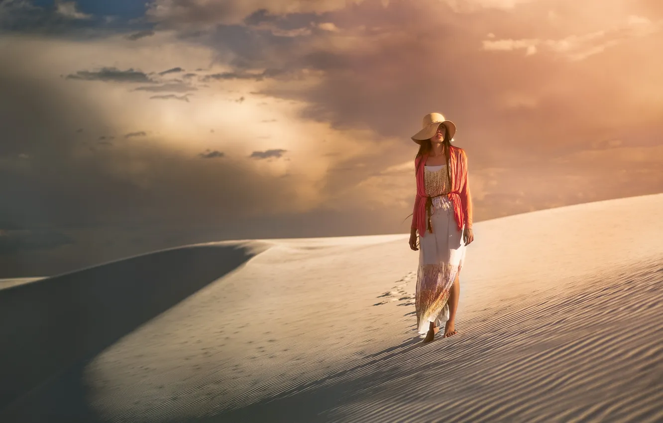 Photo wallpaper girl, background, desert