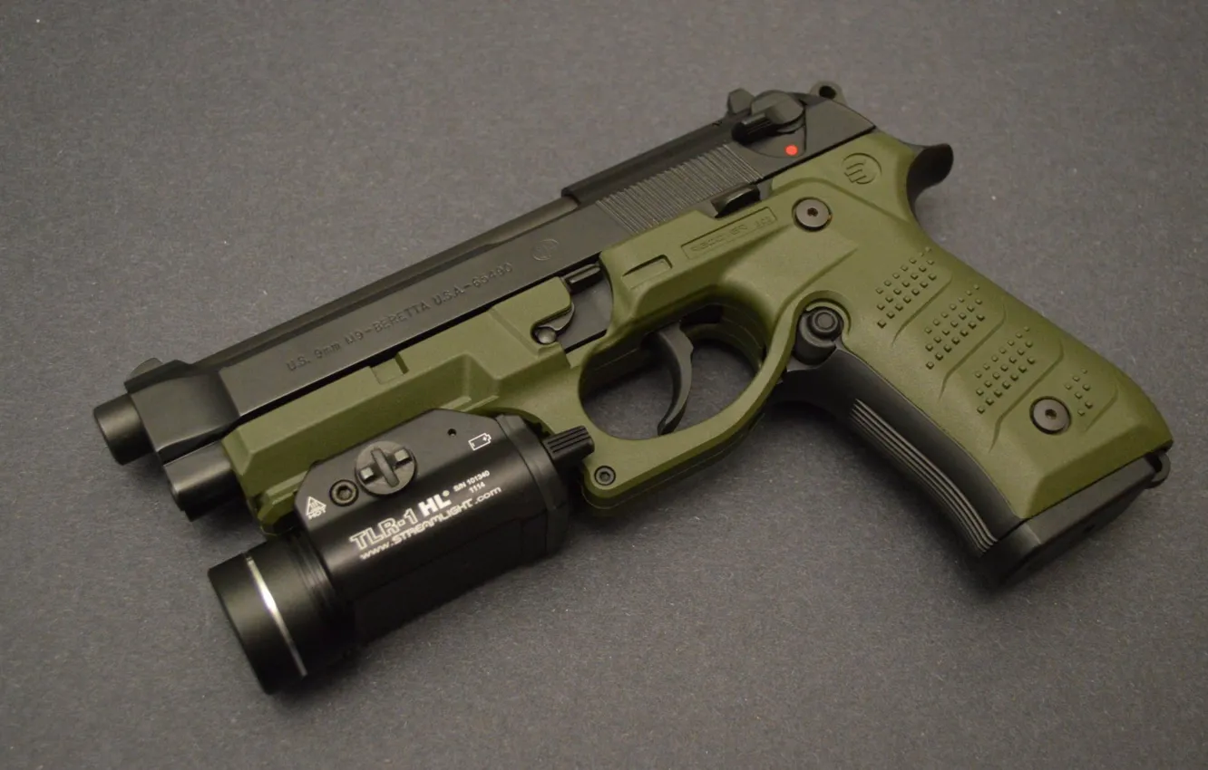 Photo wallpaper green, gun, pistol, military, police, Beretta