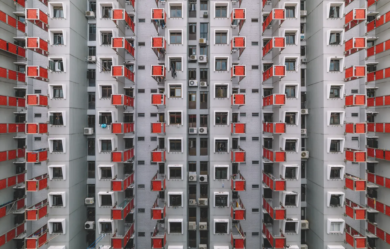 Photo wallpaper the city, home, window, China, hanger, Hong Kong, dryer, clothes hanger