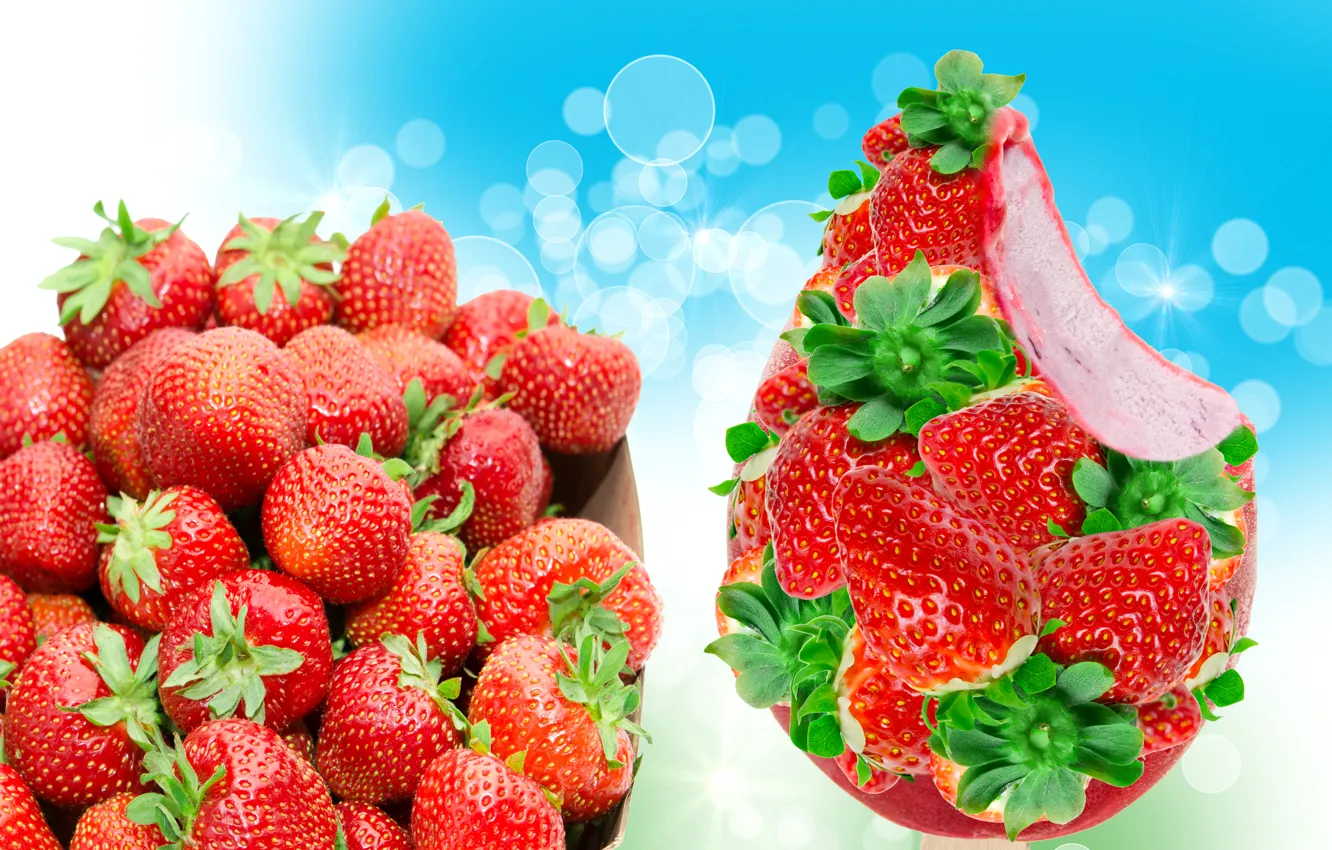 Photo wallpaper food, strawberry, ice cream