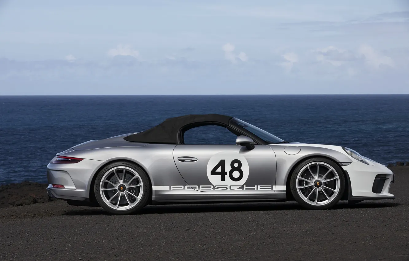 Photo wallpaper 911, Porsche, side, Speedster, 991, the soft top, 2019, gray-silver