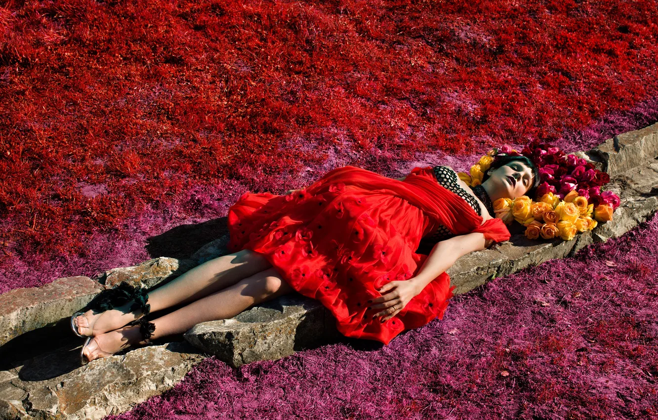 Photo wallpaper girl, style, Wallpaper, actress, red, girl, journal, photoshoot