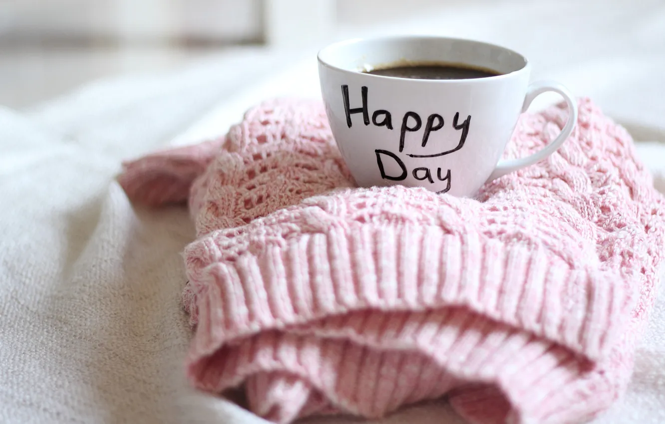 Photo wallpaper Cup, happy, sweater