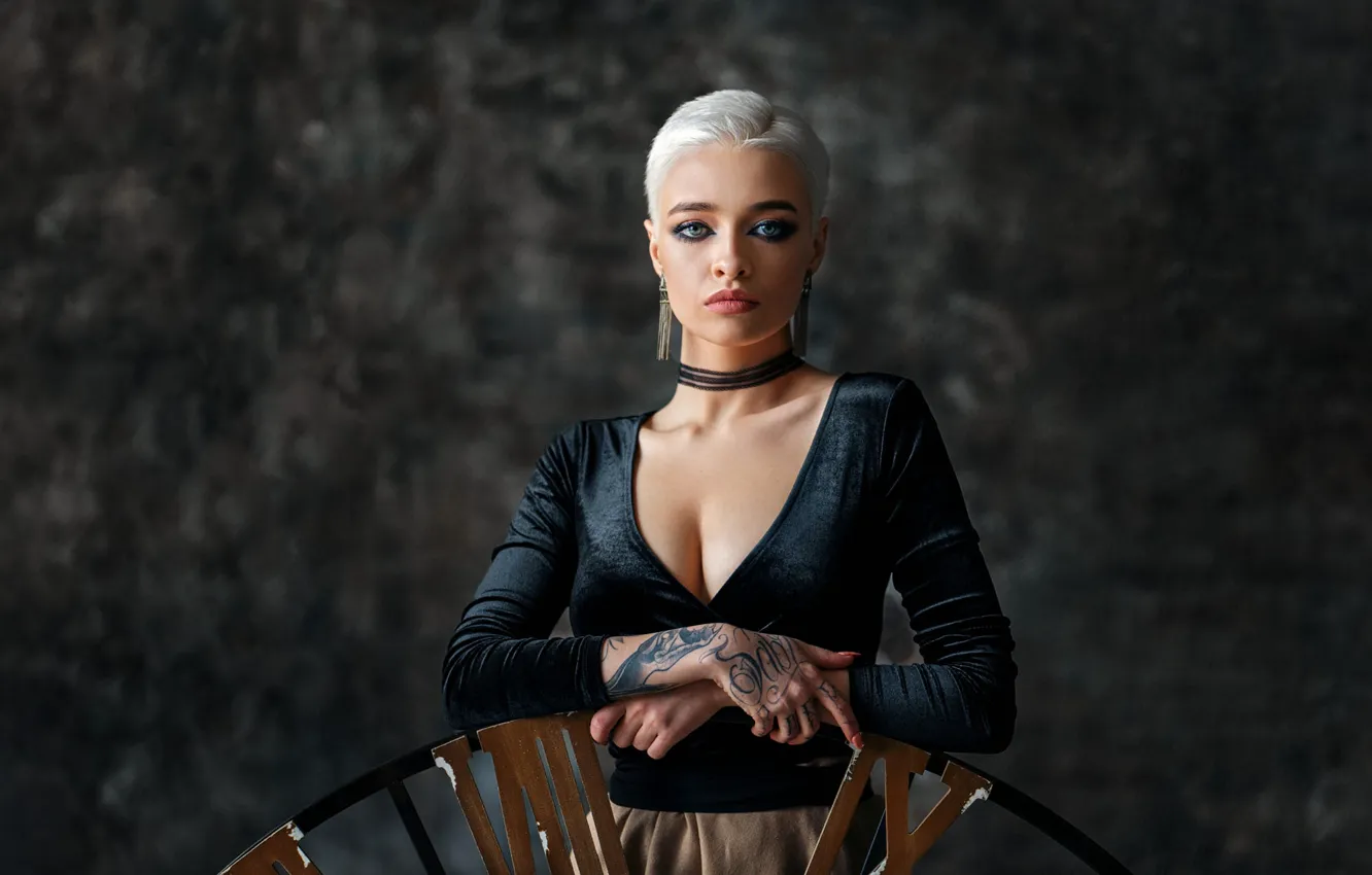 Photo wallpaper look, dress, tattoo, blonde, tattoo, tattoo, Anastasia Khamraeva, Anastasia Khamraeva