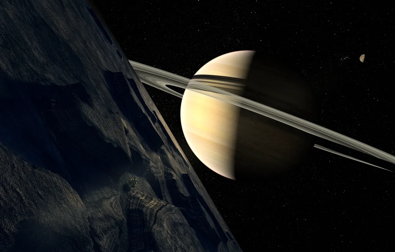 Photo wallpaper planet, Saturn, art