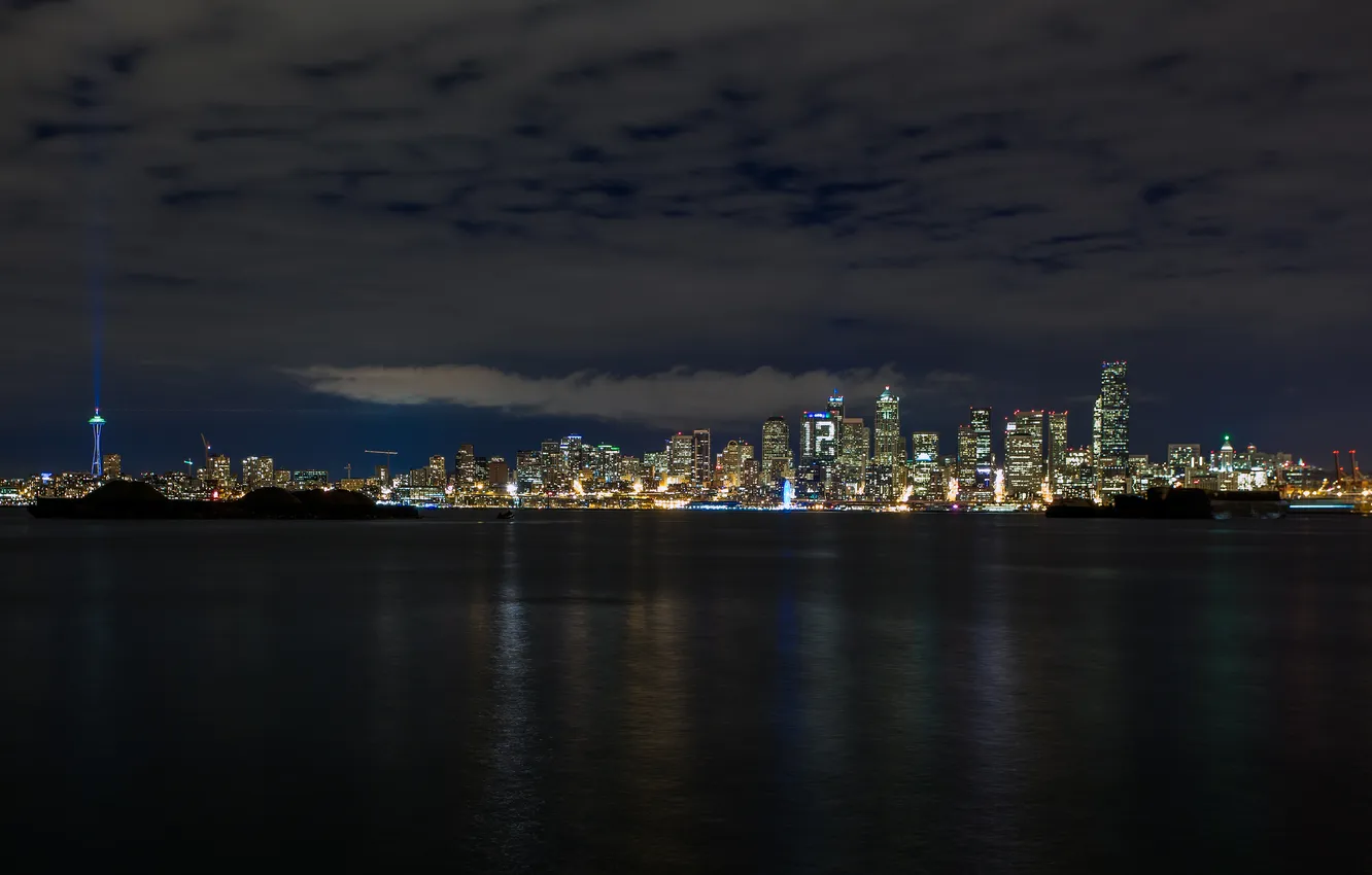 Photo wallpaper night, the city, skyscrapers, panorama, Seattle