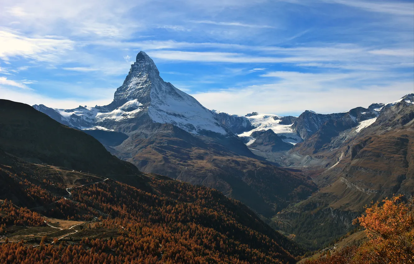 Photo wallpaper autumn, mountains, Switzerland, Alps, Matterhorn