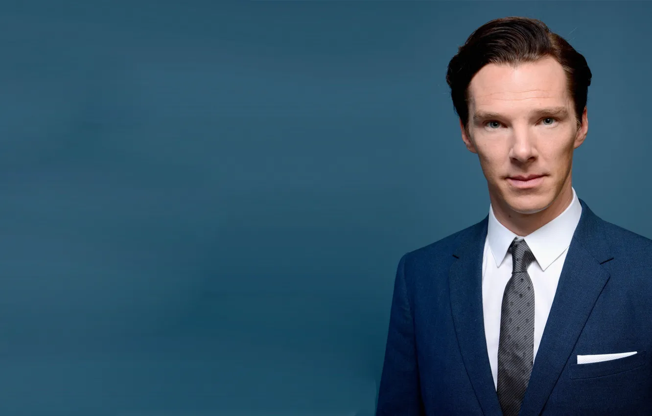 Photo wallpaper blue background, Benedict Cumberbatch, Benedict Cumberbatch, British actor