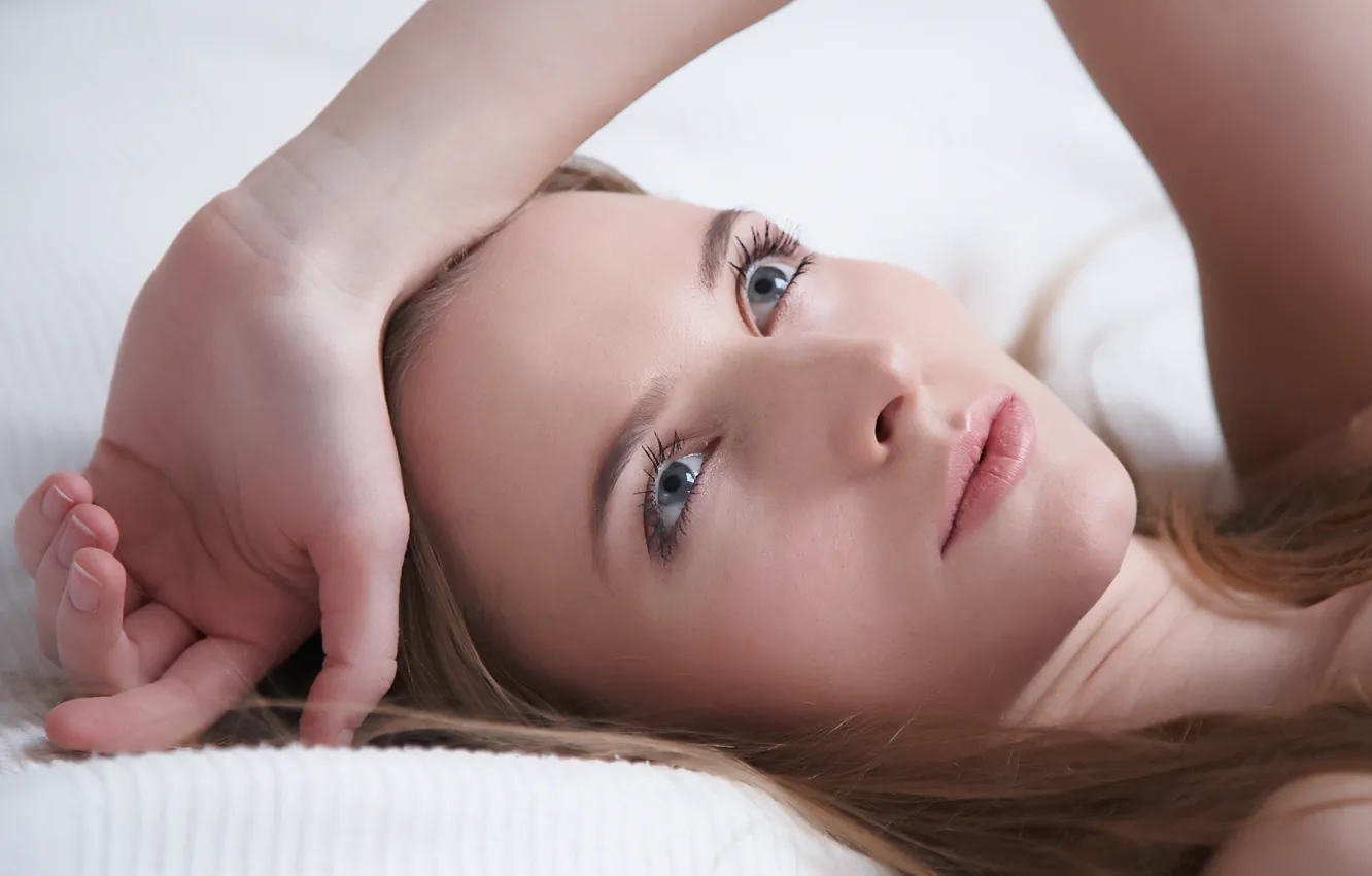 Photo wallpaper look, girl, lies