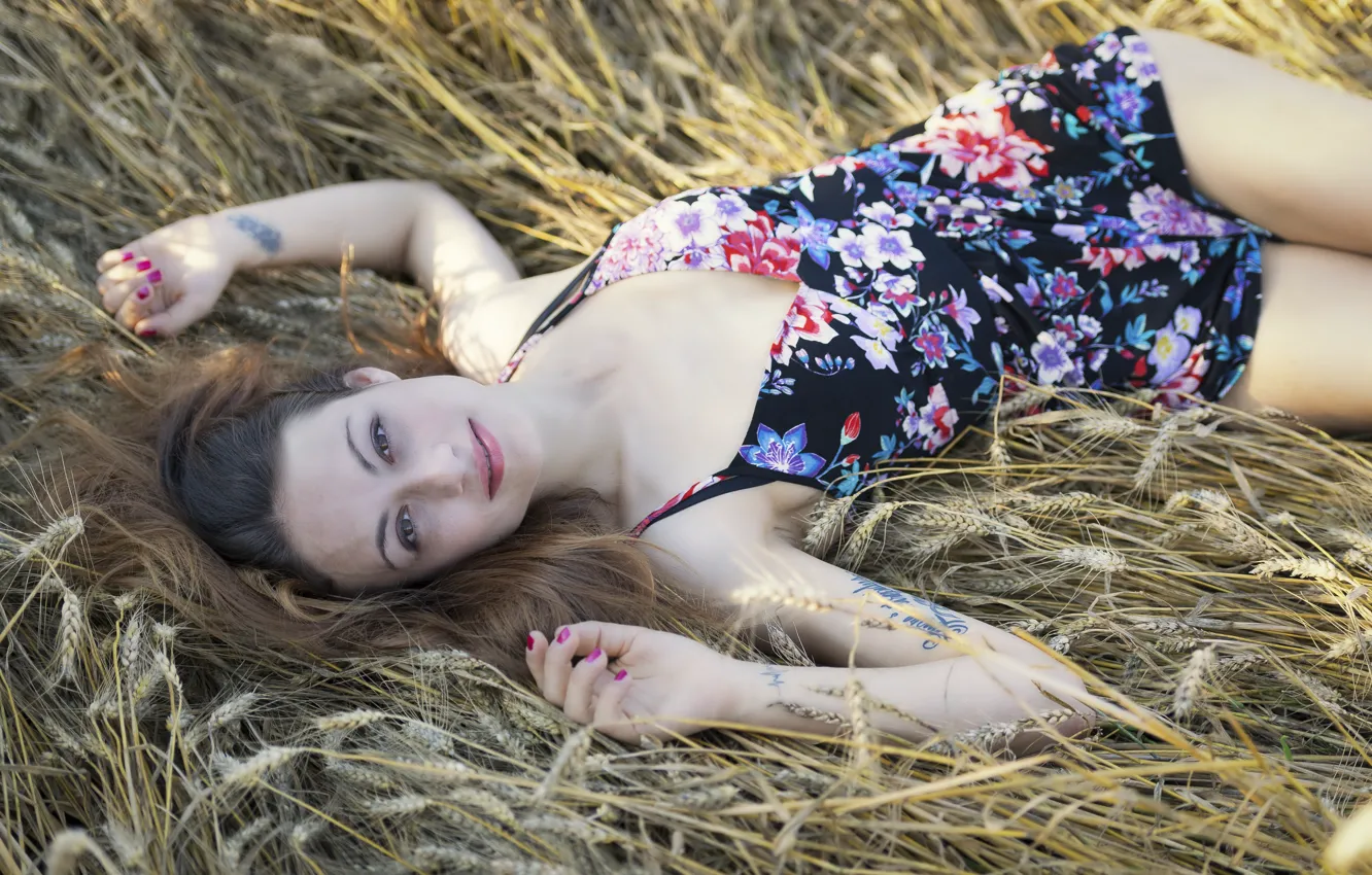 Photo wallpaper look, face, hair, dress, lies, cutie, Erika