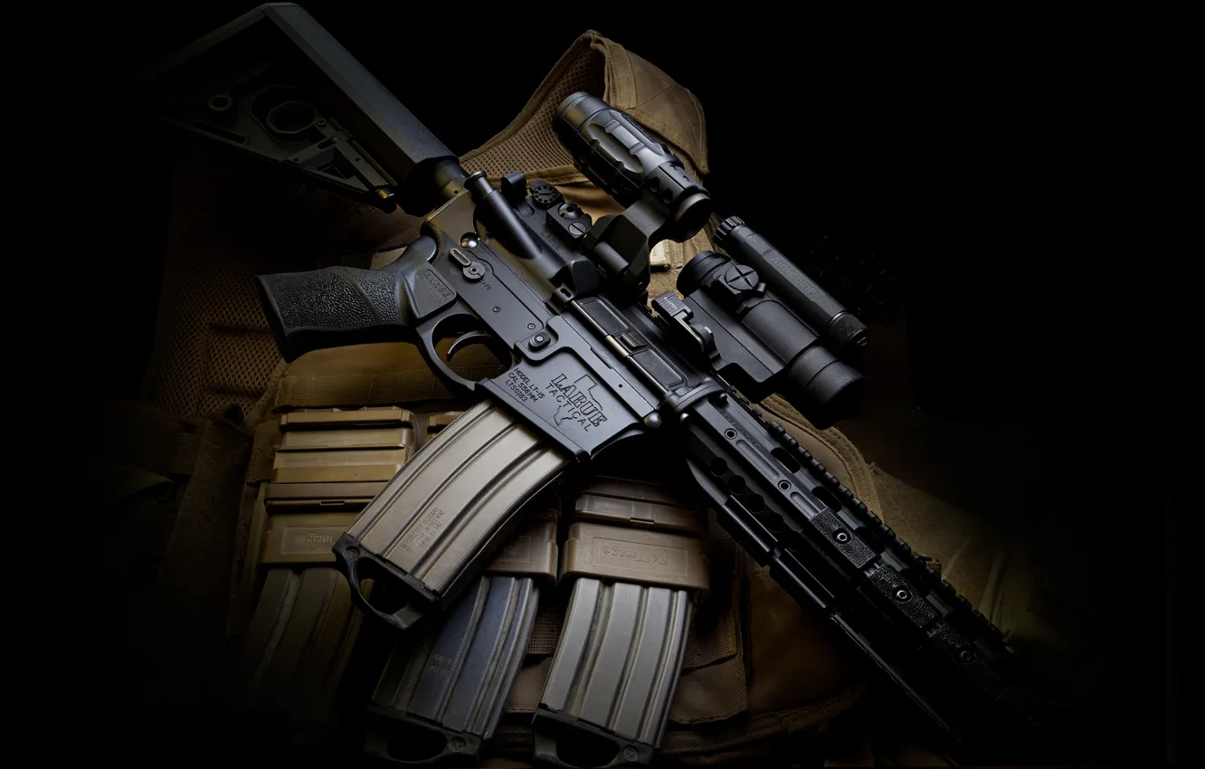 Photo wallpaper weapons, optics, twilight, shop, hd wallpaper, assault rifle, Larue Tactical
